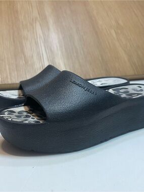 Lemon Jelly Leopard Print Platform Slide Sandals Black Made In Portugal EU 37